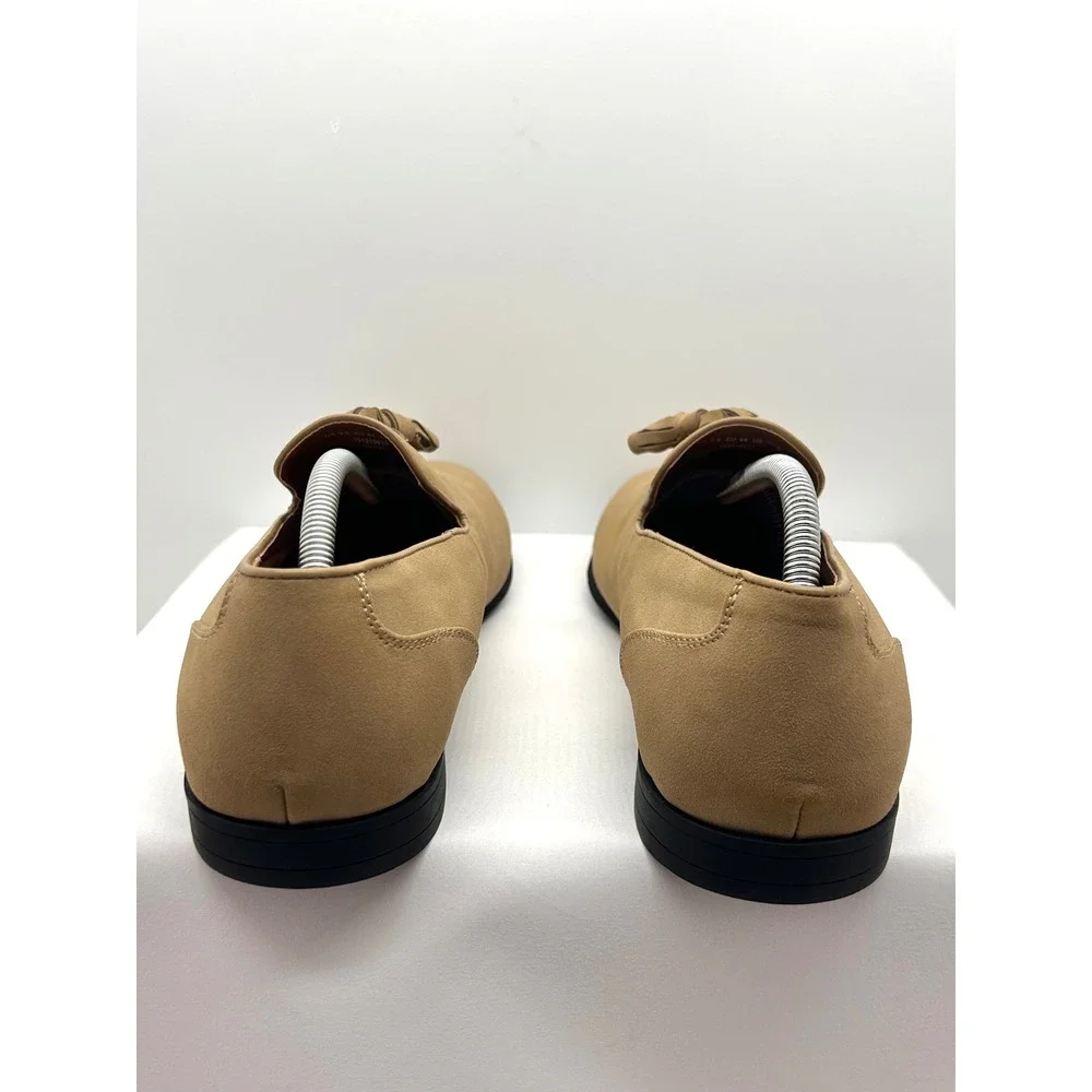 Asos Design Tan Suede Tassel Loafers Mens 10.5 Almond Toe Slip On Dress Shoes
